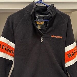 Harley-Davidson Black Quarter-Zip with Orange and White Stripes